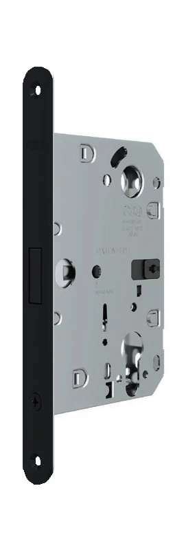 Фото B06133.50.93 Корпус врезного замка под цилиндр (черный) тех. уп. без отв. пл. POLARIS WAVE